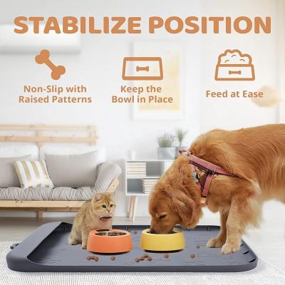 China Waterproof Dog Cat Pet Feeding Mats Waterproof Silicone Non Slip Dog Cat Mats Silicone Easy Clean Pet Mat for sale