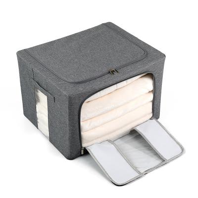 China CLASSIC Storage Box Hundred Boxes Household Steel Cotton and Clothes Canvas Organizer Thickened Large Foldable Dustproof Storage Box for sale