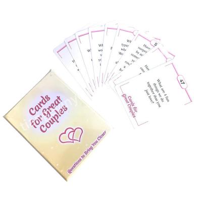 China Custom Made Logo Printed Questions Card Game Entertaiment Game Cards Couples Card Game for Closers for sale