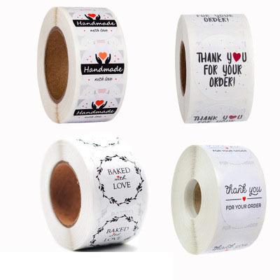 China Custom Wholesale Adhesive Scratch Vinyl Roll-Up Thank You Stickers Label For Small Business for sale