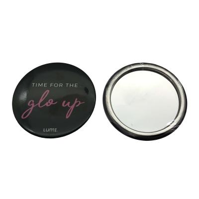 China Custom Cheap Gifts Portable 58mm Logo Button Badge Personalized Custom Pocket Make Up Mirror for sale