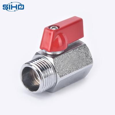 China Overhead Custom Polished Chrome Plated Copper Mini Ball Valves Red Handle With Internal And External Thread for sale