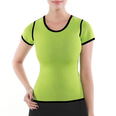 China Antibacterial Green Thermo Hot Body Shaper Slimming Shirt Workout Sweat Best Sauna Suit Neoprene Waits Women Fat Burner Shapewear Trainer Tops for sale