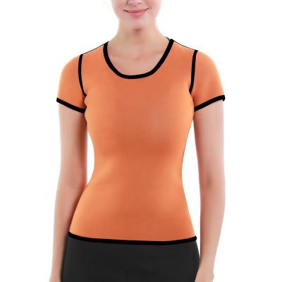 China Antibacterial Coral Red Thermo Body Shaper Slimming Shirt Workout Sweat Best Sauna Suit Neoprene Waits Women Fat Burner Shapewear Trainer Tops for sale