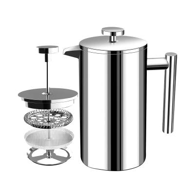 China Sustainable French Press Coffee Maker In 304 Double Walled 8 Stainless Steel 34oz Cups for sale