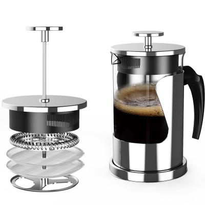 China Sustainable French Press Coffee Maker With Borosilicate Glass Lid And Stainless Steel Dual Filtration System for sale