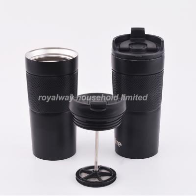 China WITH LID Coffee Maker Travel Portable Coffee Press Double Wall Insulated Thermal Coffee Mug 350ml/450ml for sale