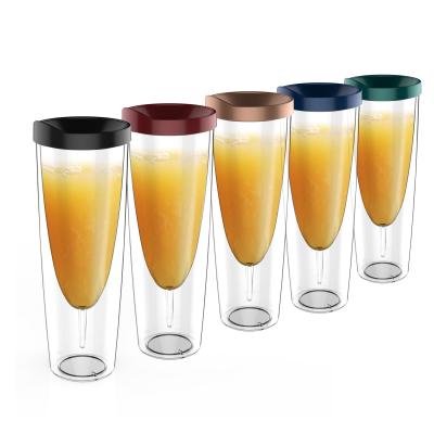 China Clear Acrylic Tumbler Stocked Insulated Champagne Glasses 10oz 14oz Wine Sippy Cup for sale