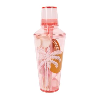 China Viable Wholesale Party Acrylic Tropical Cocktail Shaker Set With Custom Printed for sale