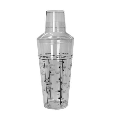 China 750ml 26oz Bar Plastic Large Viable Cocktail Shaker Martini Shaker With Measurements And Sieve Top for sale