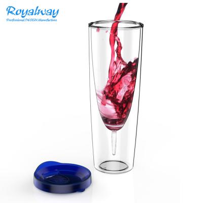 China DOUBLE WALL Double Wall Goblet Inside Plastic Wine Glass Cup Champagne Tumbler for sale