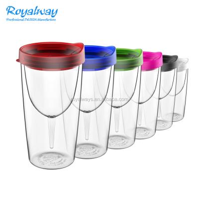 China Royalway Modern Reusable Double Wall Plastic Beer Mug With Lid For for sale