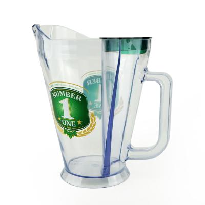 China High quality plastic clear WATER JUG 1.5L beer jug ​​with ice cube compartment for sale