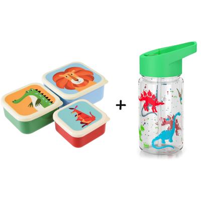 China Children Microwavable Kids Lunch Boxes Plastic Snack Box With Water Bottle for sale