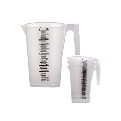 China 32 oz (1000 ml) sustainable plastic graduated measuring cups with pitcher handles, 4 cup capacity, ounce and ml cup markings for sale