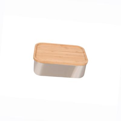 China Double Stack Storage Container Bamboo Lid Bento Stainless Steel Lunch Box Leakproof Eco Friendly Bento Lunch Box for sale