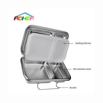 China Leakproof Popular Design Print Lunch Box Bento Box For Office Viable Stainless Steel 2 Compartments for sale