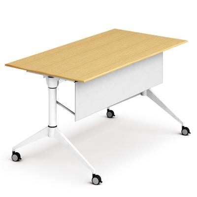 China Foldable melamine laminated table desk flip nesting training table panel QS-TD05 movable top office table for sale