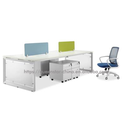 China QS-J06 Modern Studio Office Workstation For 2 Or 4 Person With Divider Screen With Metal Frame for sale