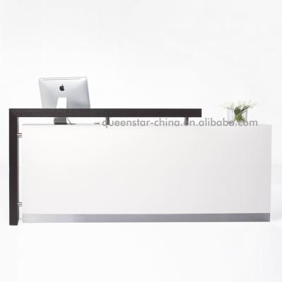 China QS-RC02 PANEL Modern Reception White High Gloss Information Desk for sale