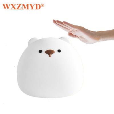 China Holiday Animal Light Wireless Bedroom Child Sensor Faucet Control Silicone Touch Decor Desk Lamp Kids LED Night Bear Sleep Light Small Lamp for sale