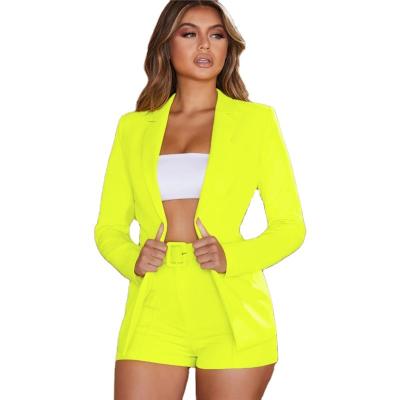 중국 2021 New slim solid color lapel suit women's jackets temperament fashion small shorts suits womens 판매용