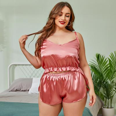 China New Hot selling short silk sexy plus size lingerie pajamas for women for sale