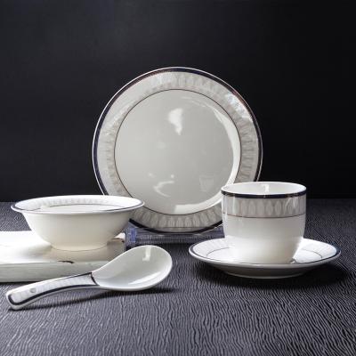 China Sustainable Wholesale Fine Bone China 4PCS Dinnerware Sets Silver Ceramic Dinnerware Set for sale