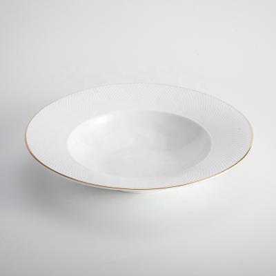 China Sustainable Banquet Use Pasta Tableware Porcelain Pasta Bowl Round for sale