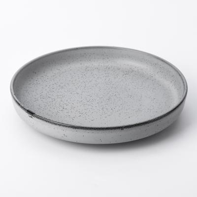 China Viable Ceramic Soup Dish Gray Reactive Matte Color With Dot Dinnerware for sale