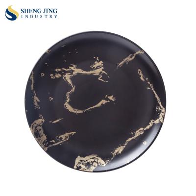 China Sustainable Black Gold Porcelain Restaurant Decorative Dishes for sale