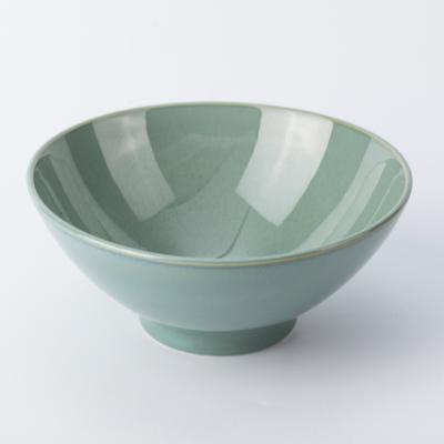 China Sustainable Noggin Ceramic Bowl Glossy Green Bowl For Soup for sale