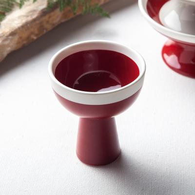 China Good Quality Gray Porcelain Wine Cup With Viable Glossy High Foot for sale