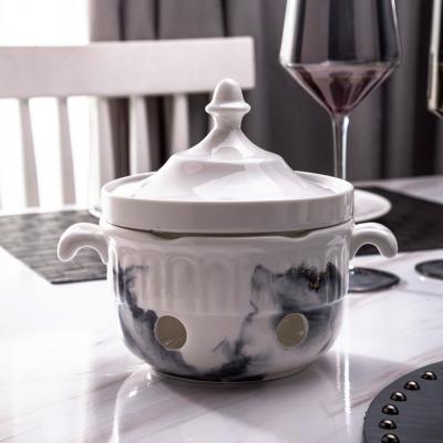 China High Quality Viable Porcelain Chinese Style Ceramic Bowl Soup Bowl With Lid For Restaurant for sale