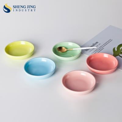 China Sustainable Small Color MOQ100pcs Custom Sauce Plates 9cm Dipping Bowl for sale