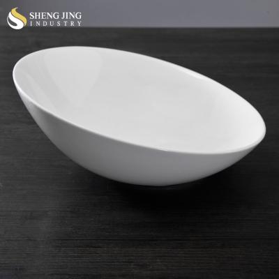 China Simple White 10.75' Interesting High Quality Asian Dinnerware Viable Ceramic Bowl for sale