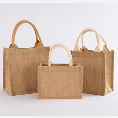 China Ecological; Reusable; 2022 Custom Shopping Biodegradable Reusable Tote Jute Bag With Leather Heavy Duty Handles for sale