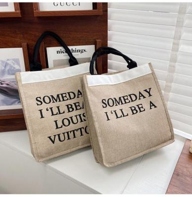 China Ecological; Reusable; Custom Logo Eco Reusable Cloth Carrying Biodegradable Gift Bags Women Beach Hand Tote Laminated Grocery Promotional Shopping Handbags Jute Bag for sale