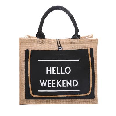 China Ecological; Reusable; Wholesale Biodegradable Prom Customized Eco-Friendly Organic Large Capacity Degradable Jute Reusable Shopping Bag for sale