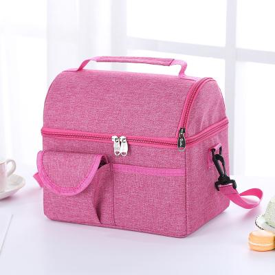 China 2022 Capacity Thermal Insulated Lunch Box Bag Travel Camping Picnic Cold Cooler Bag With Double Decker Portable Waterproof Food for sale