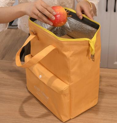 China Reusable Waterproof Eco-friendly Natural Washable Aluminum Foil Polyester Color Seafood Thermal Insulation Lunch Bag Lunch Tote Bag for sale