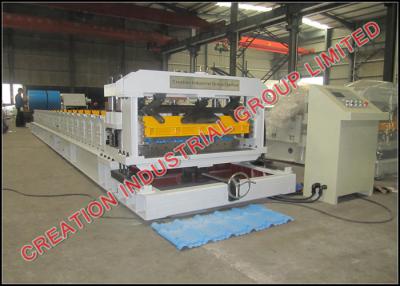 China Aluminium And Steel Stepped Tile Roof Tile Roll Forming Machine 3-3.5m/min for sale