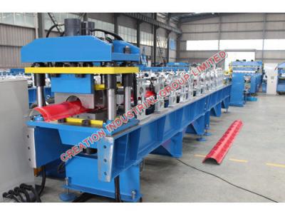 China Corrugated Colored / Plained Aluminium Ridge Cap Roll Forming Machine with Automatic Rolling Equipment for sale