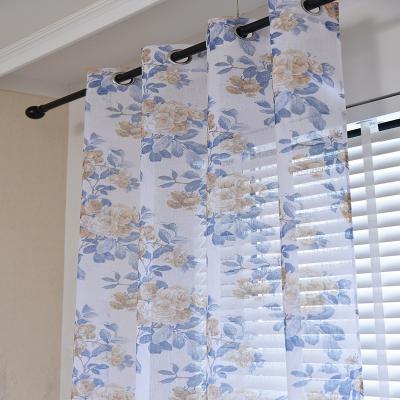 China Printing 2022 New Sheer Linen Curtain Floral Printed Living Room Curtain Shower Curtain Custom for sale