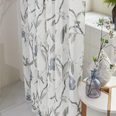 China Living Room American Hot Selling Living Room Simple Simple Perspective Fashion Floral Printed Sheer Curtain With Grommet for sale