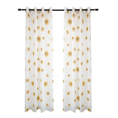 China Printing Amazon Hot Sale OEM Accept Breathable Grommet Sunflower Printing Window Living Room Sheer Curtains for sale