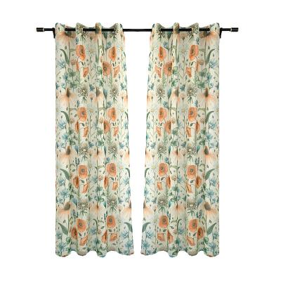 China Hot Selling OEM Grommet Curtain Transfer Flower Printing Latest Printing Curtain Designs For Living Room Window for sale