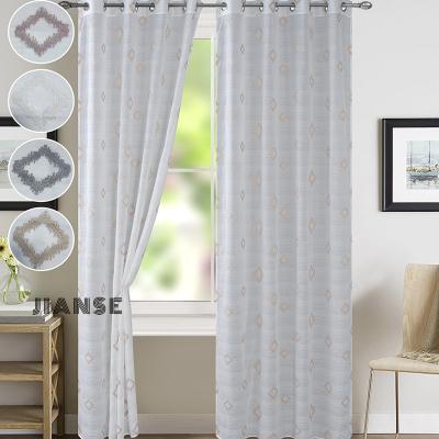 China Insulated geometric shower curtain on sale 2022 hot sale sheer fabric embroidery curtain for living room curtain for sale