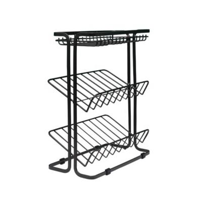 China Mouth Slanted Design Metal Countertop Easy Take Three Tier Spice Rack Organizer for sale