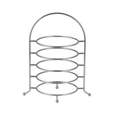 China Countertop 5 Tier Dish Rack 5 Tier Metal Wedding Cake Display Stand for sale